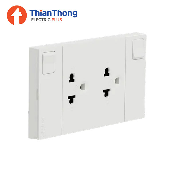 Schneider ชุดเต้ารับคู่ 3 ขาและสวิตช์ควบคุม+หน้ากาก ชไนเดอร์ Socket-outlet with switch M3T-SIS-WE White สีขาว รุ่น AvatarOn A