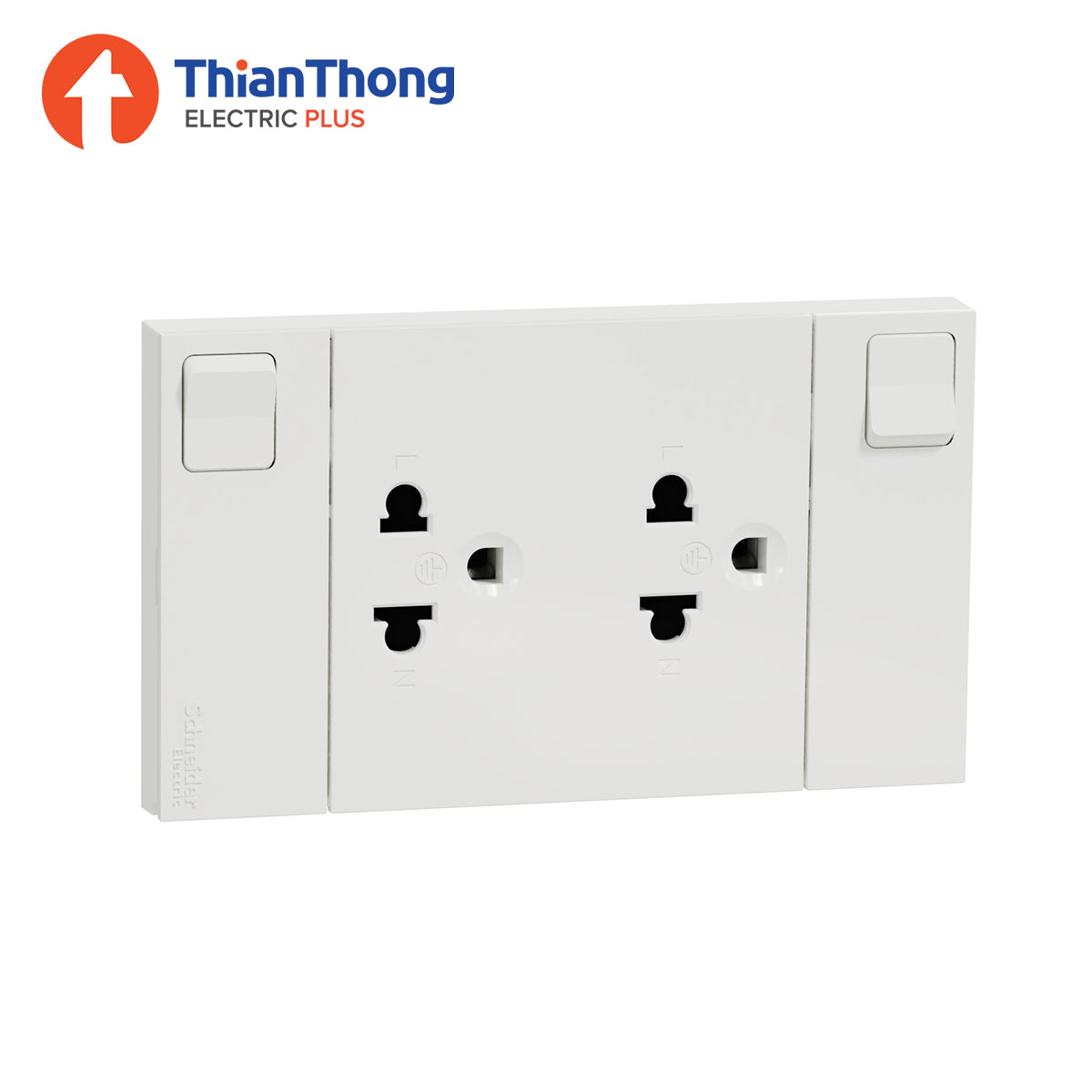 Schneider ชุดเต้ารับคู่ 3 ขาและสวิตช์ควบคุม+หน้ากาก ชไนเดอร์ Socket-outlet with switch M3T-SIS-WE White สีขาว รุ่น AvatarOn A