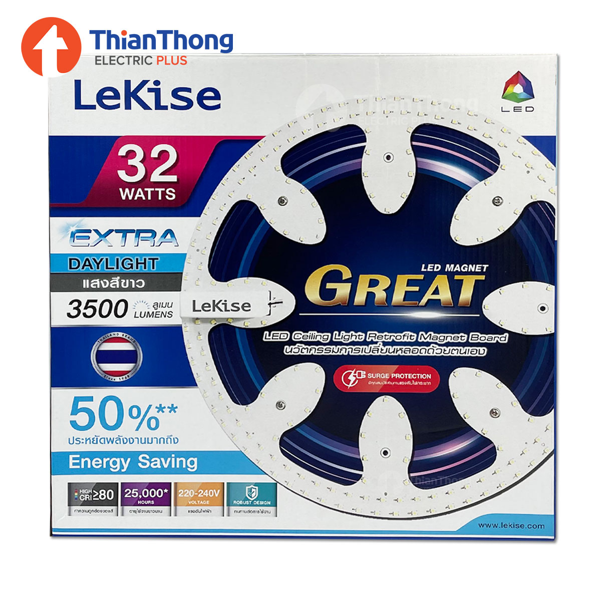 Lekise แผงไฟโคมซาลาเปา กลม เลคิเซ่ LED Magnet 32W Daylight 7000K