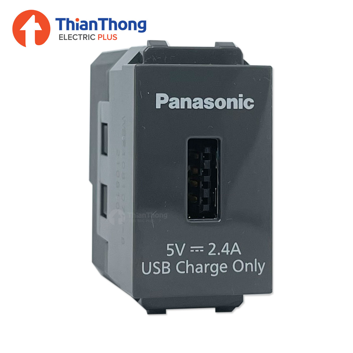Panasonic เต้ารับ USB 1 ช่อง 5V 2.4A พานาโซนิค USB Charger 1 port WEF108107H-8 เทาดำ Wide Series