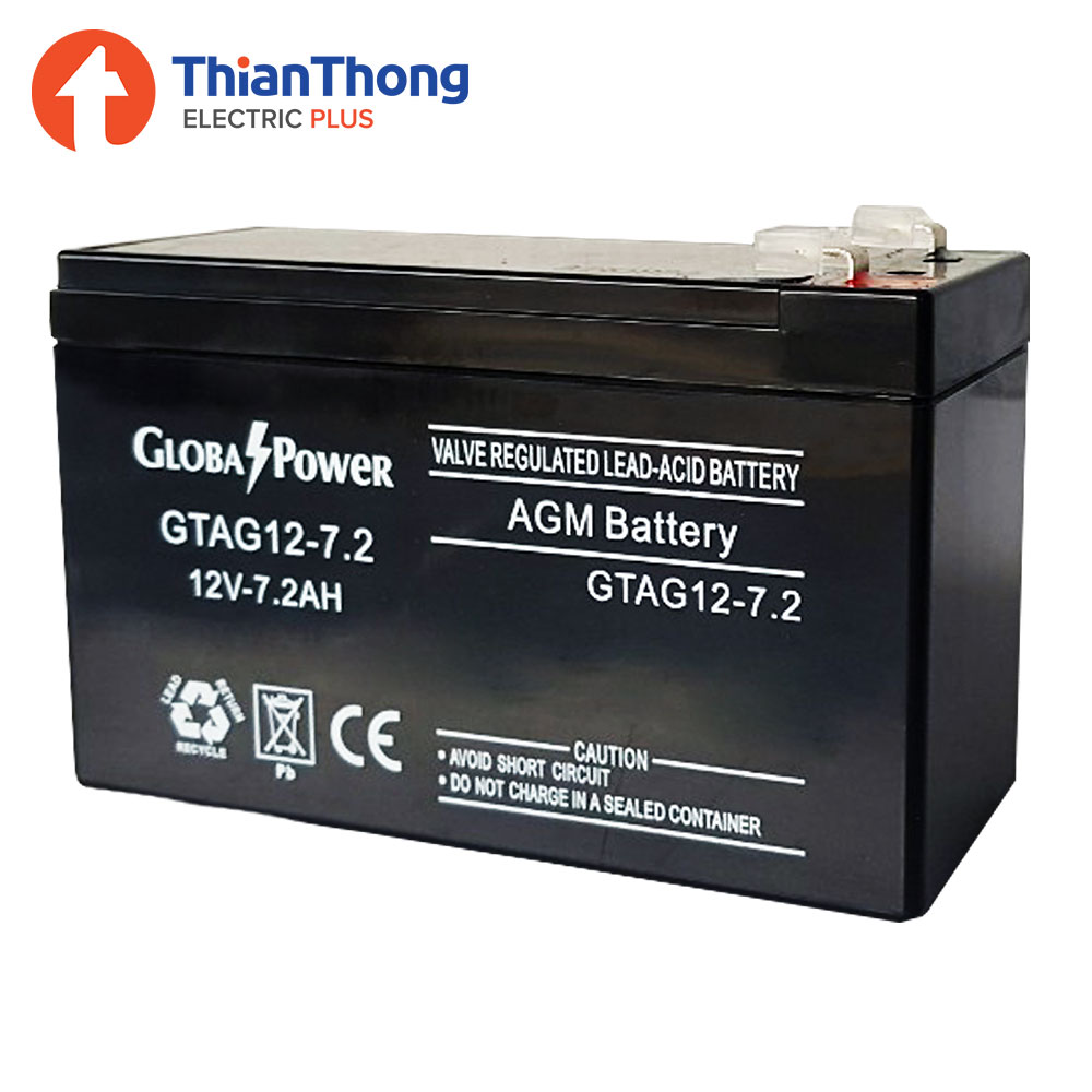 Global Power แบตเตอรี่แห้ง VRLA โกลบอล เพาเวอร์ VRLA Rechargeable Battery 12V 7.2Ah GTAG12-7.2 สำหรับ UPS ไฟฉุกเฉินและงานทั่วไป