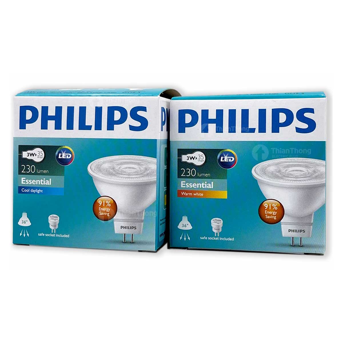 Philips Essential LED หลอดไฟฟิลิปส์ MR16 3W 220V Daylight / WarmWhite 