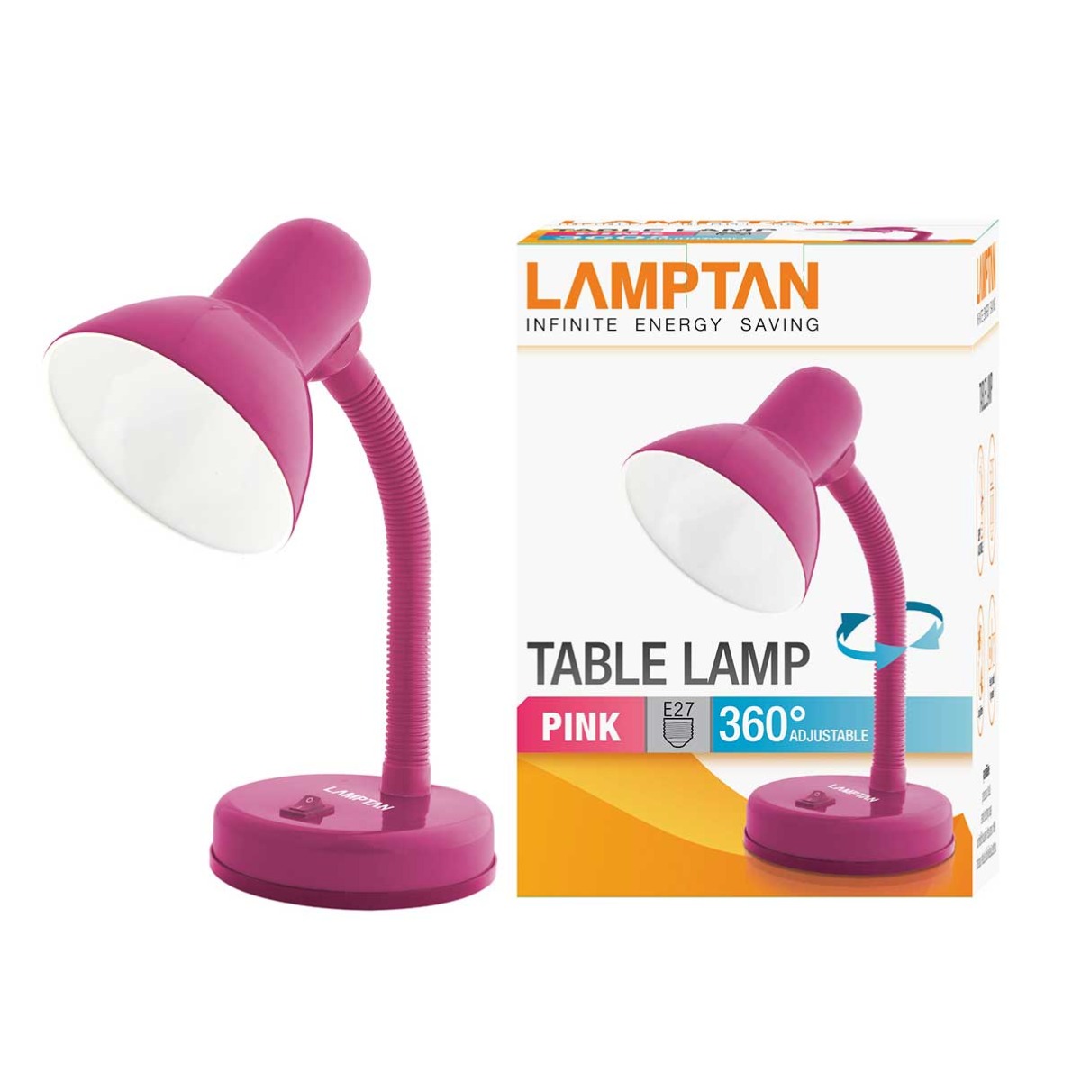 Lamptan โคมไฟตั้งโต๊ะ โคมไฟอ่านหนังสือ แลมตั้น Table lamp ขั้วE27 สีชมพู