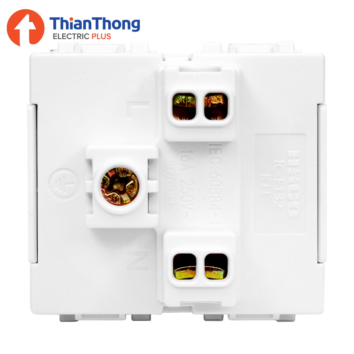 HACO เต้ารับ3 ขาเดี่ยว รุ่น ไอคอน ฮาโก้ Single 3 pin Euro-American Socket - Icon IC-E132 (ปลั๊กกราวด์เดี่ยว)