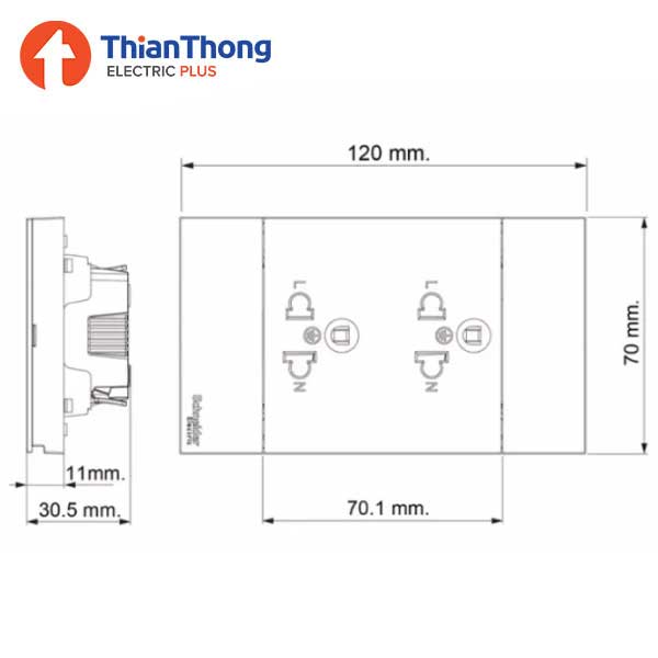 Schneider ชุดเต้ารับคู่ 3 ขาและสวิตช์ควบคุม+หน้ากาก ชไนเดอร์ Socket-outlet with switch M3T-SIS-BK Black สีดำ รุ่น AvatarOn A