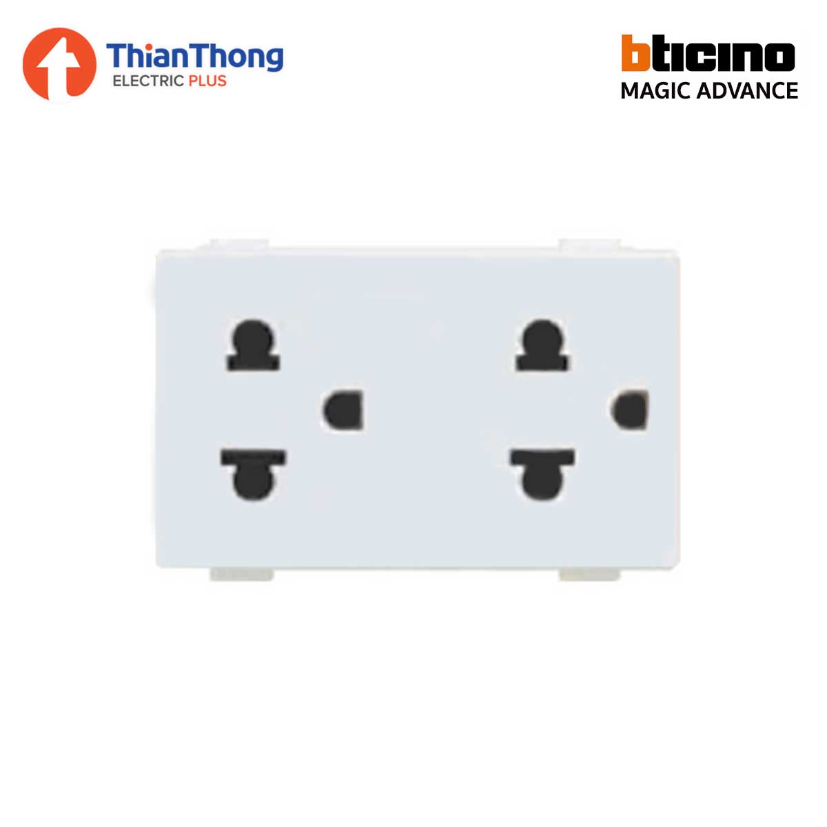 Bticino ปลั๊กกราวด์คู่ มีม่านนิรภัย บิทิชิโน M9025G Duplex socket Euro-US 2P+E รุ่น Magic Advance