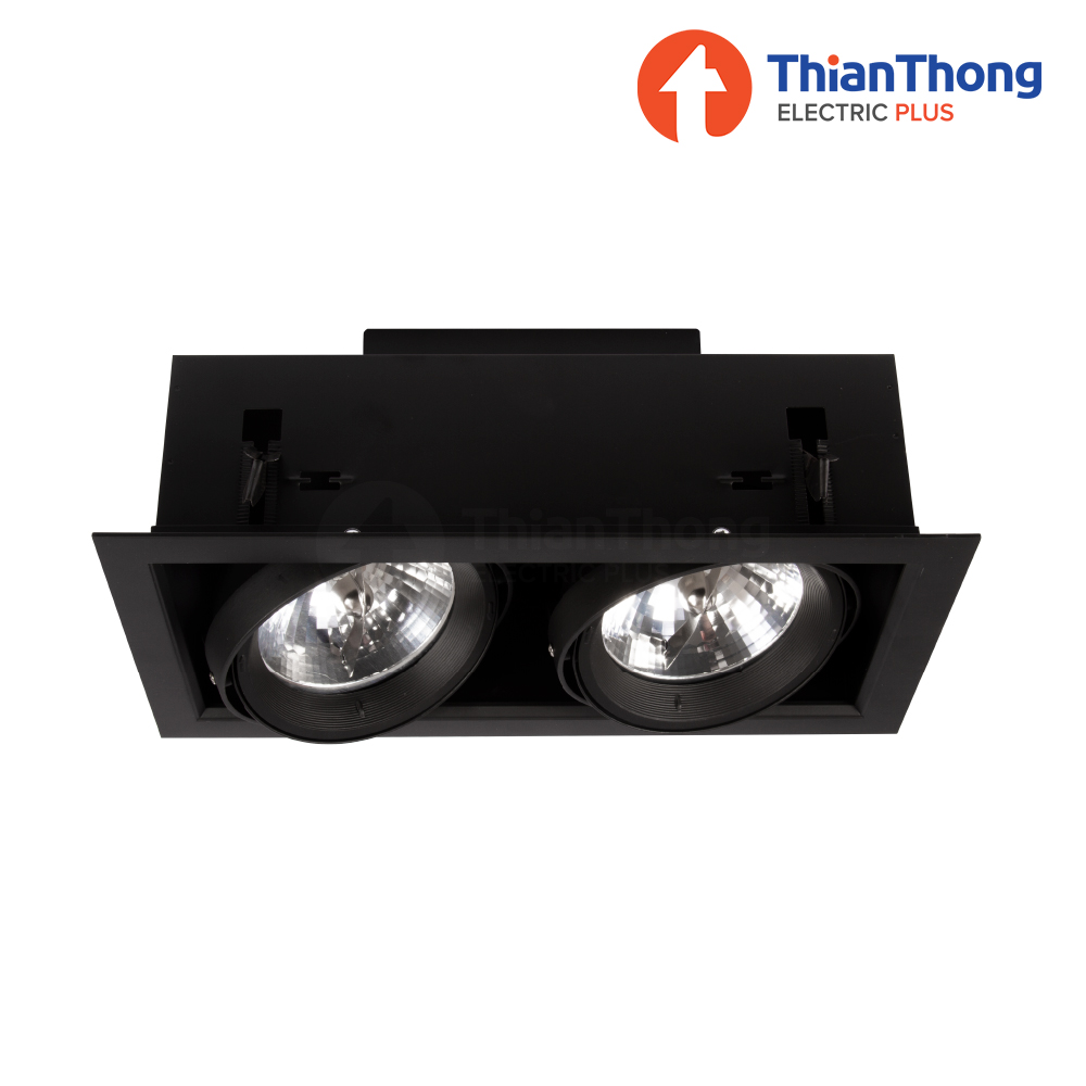 โคมไฟดาวน์ไลท์แบบฝังฝ้า AR111 ทรงเหลี่ยม สีดำ 2 ช่องโคม Recessed Downlight Square AR111 TSL-6-B-562 Black
