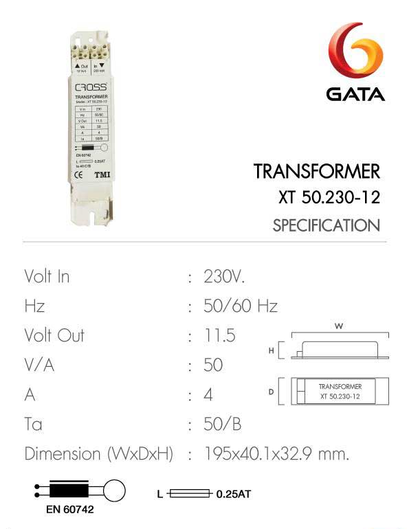 Cross บัลลาสต์ขดลวด ครอส กาต้า Ballast Transformer 12V 50W 