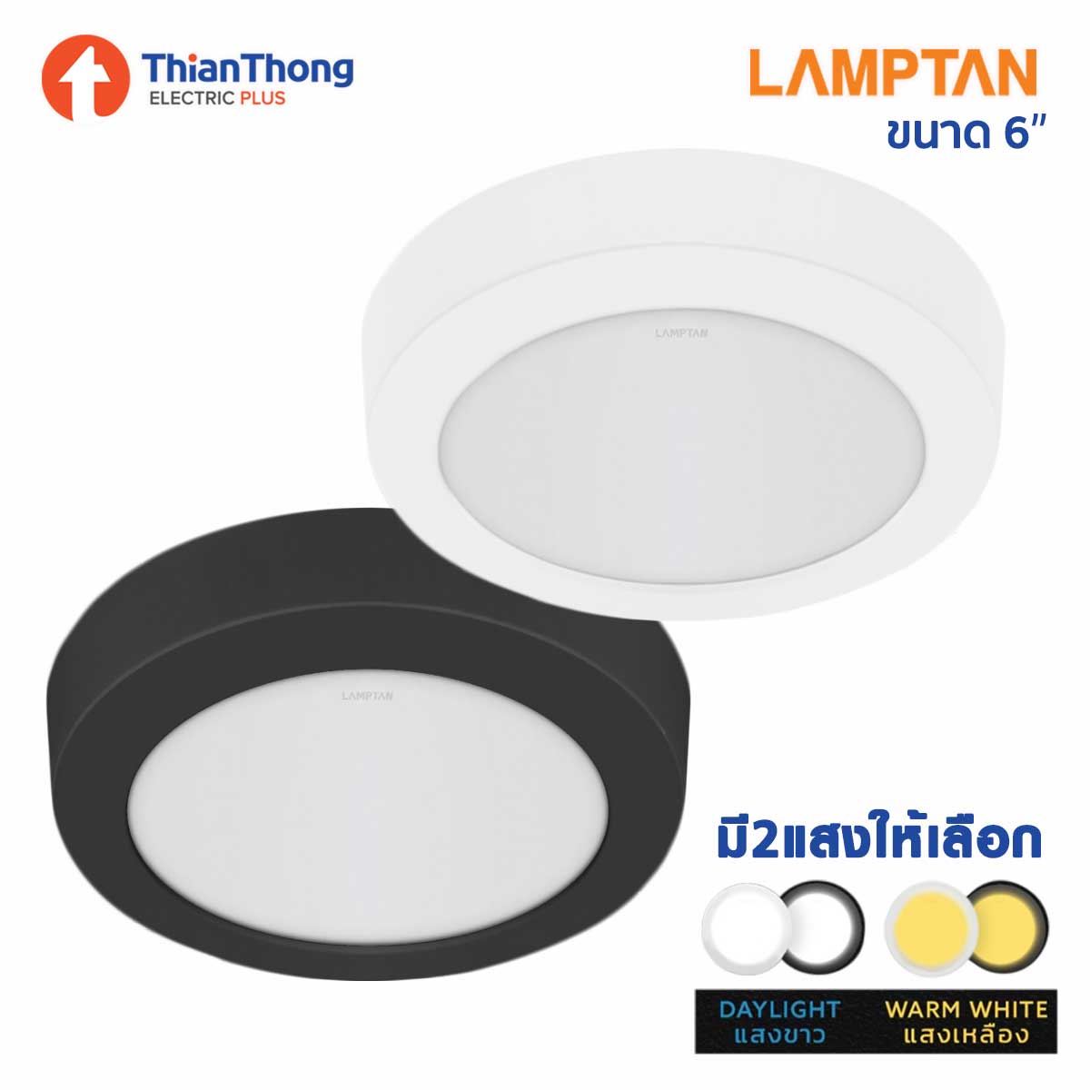 Lamptan โคมไฟดาวน์ไลท์ ติดลอย แลมป์ตั้น Downlight Fix 6" 12W