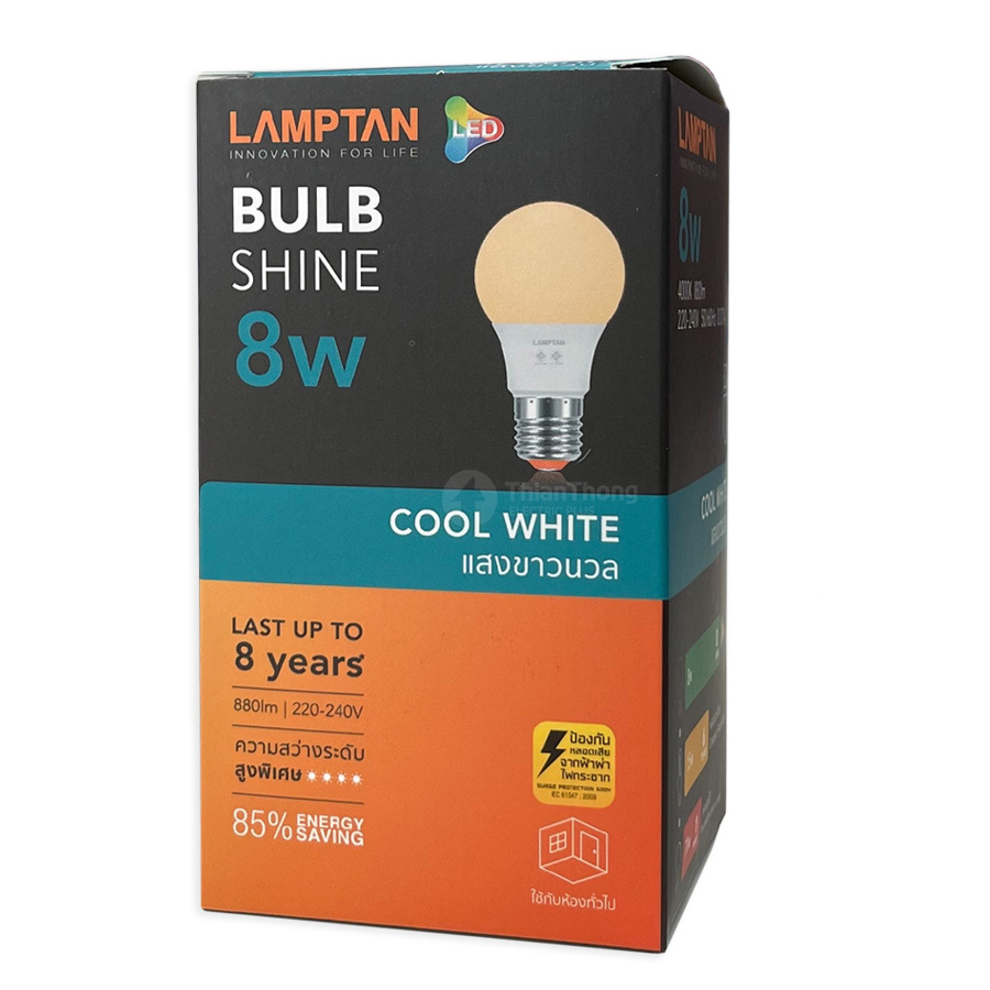 Lamptan LED Bulb SHNIE หลอดไฟ แลมป์ตัน LED 8W รุ่น SHINE แสง Cool White