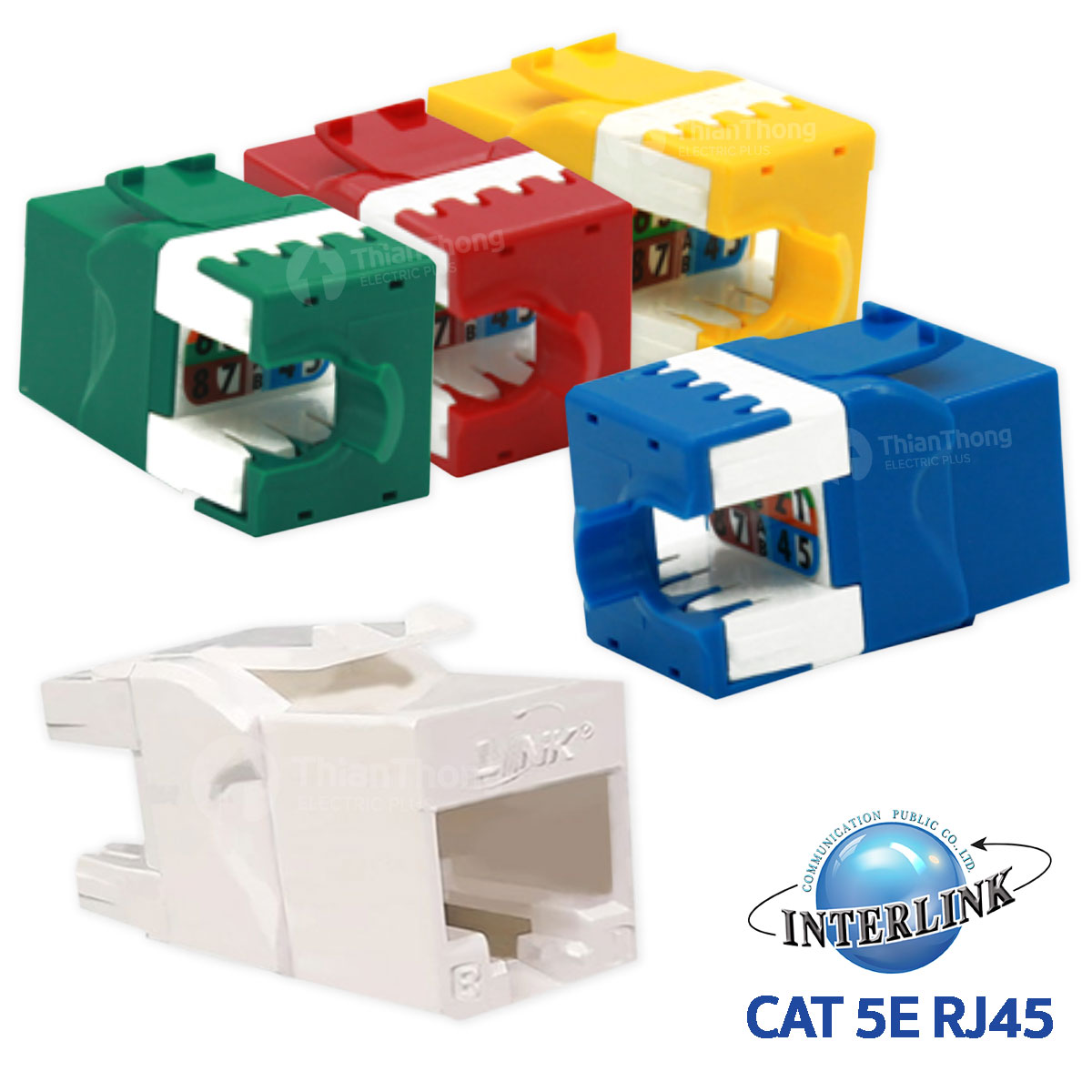 Link เต้ารับสายแลน แบบ RJ45 ตัวเมีย (Female) ลิ้งค์ CAT 5E RJ45 Colorful JACK, Slim US-1005SCX