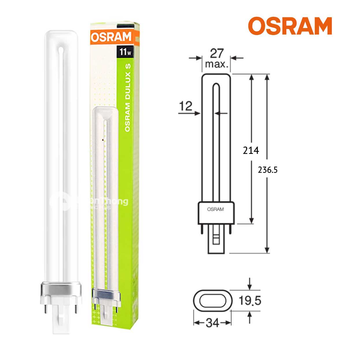 Osram หลอดตะเกียบ ออสแรม Dulux S 2P 11W ขั้ว G23