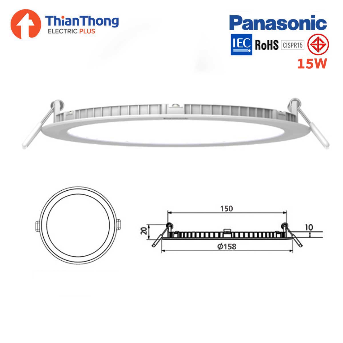 Panasonic โคมไฟดาวน์ไลท์ พานาโซนิค LED Panel Downlight 15W 