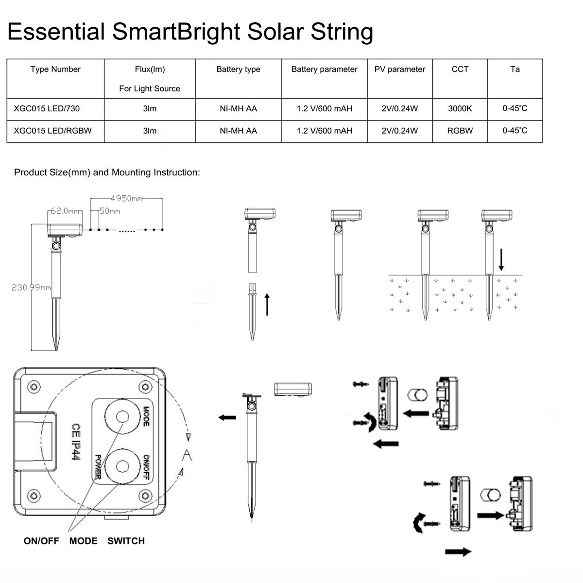 Essential SmartBright Solar XGC015 LED/730