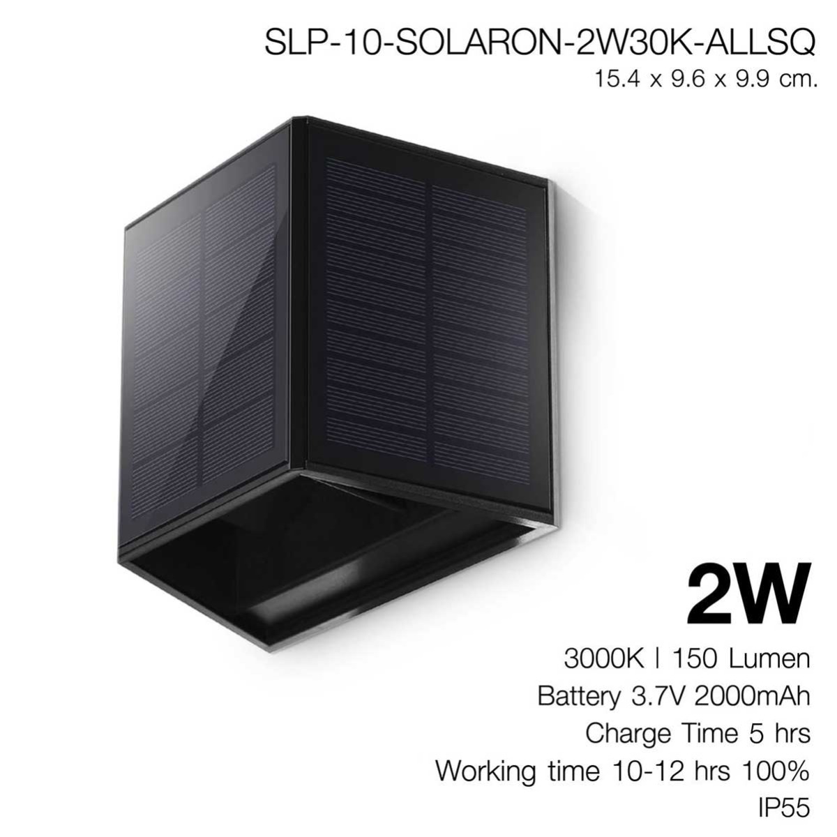 โคมไฟติดผนัง โซล่าเซลล์ 2W SLP SolarOn OutDoor Wall Lamp 2W30K-ALLSQ แสงเหลือง