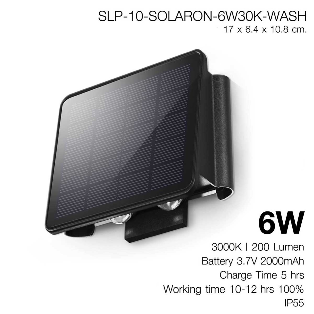 โคมไฟติดผนัง โซล่าเซลล์ 6W SLP SolarOn OutDoor Wall Lamp 6W30K-WASH แสงเหลือง