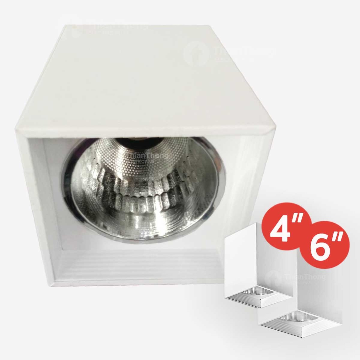 Lighting Plus โคมไฟดาวน์ไลท์ติดลอย ทรงเหลี่ยม 4 นิ้ว Downlight Square White สีขาว STW-SW-4