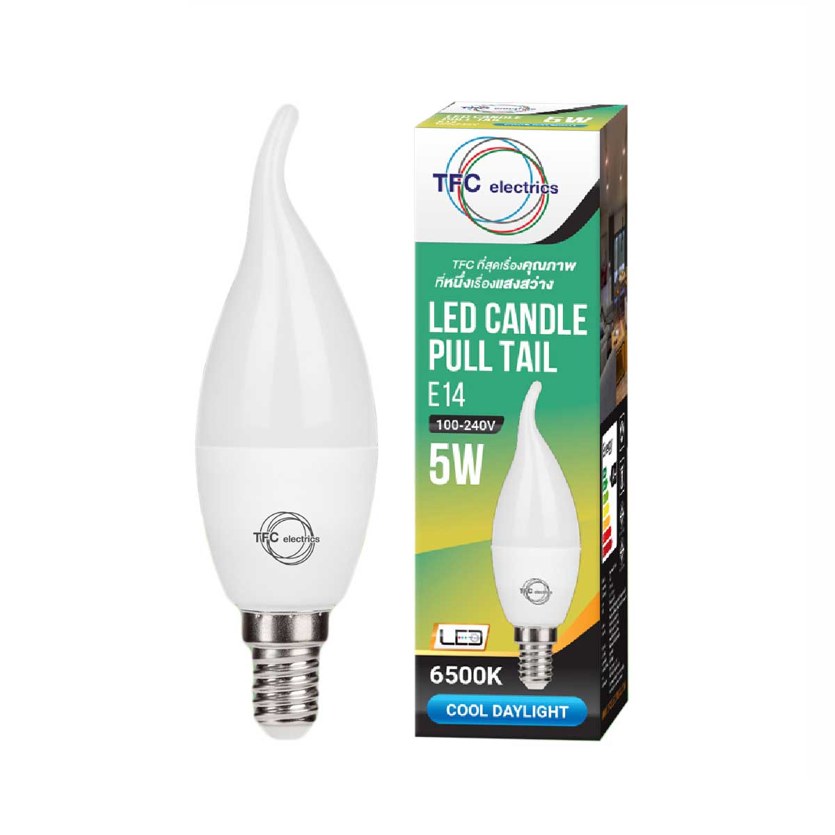 TFC หลอดไฟ ทีเอฟซี ทรงจำปา LED Tail Candle 4W E14