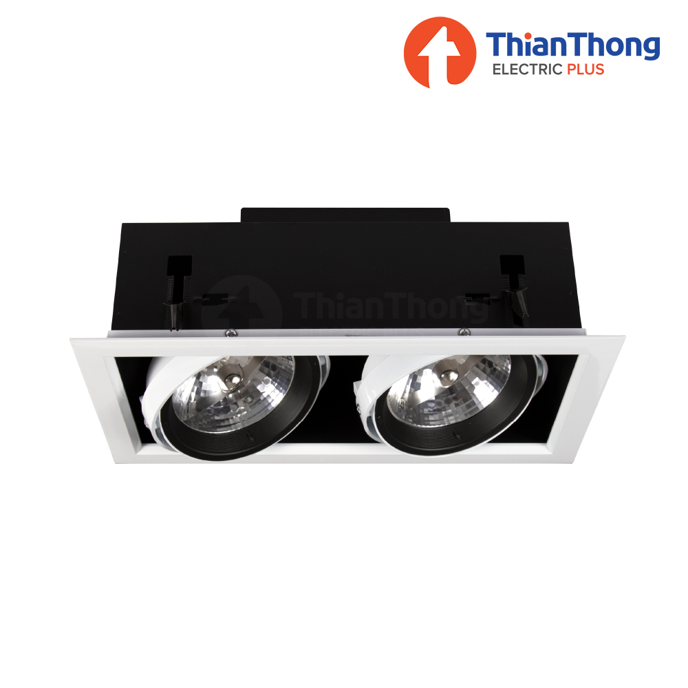 โคมไฟดาวน์ไลท์แบบฝังฝ้า AR111 ทรงเหลี่ยม สีขาว 2 ช่องโคม Recessed Downlight Square AR111 TSL-6-W-562 White