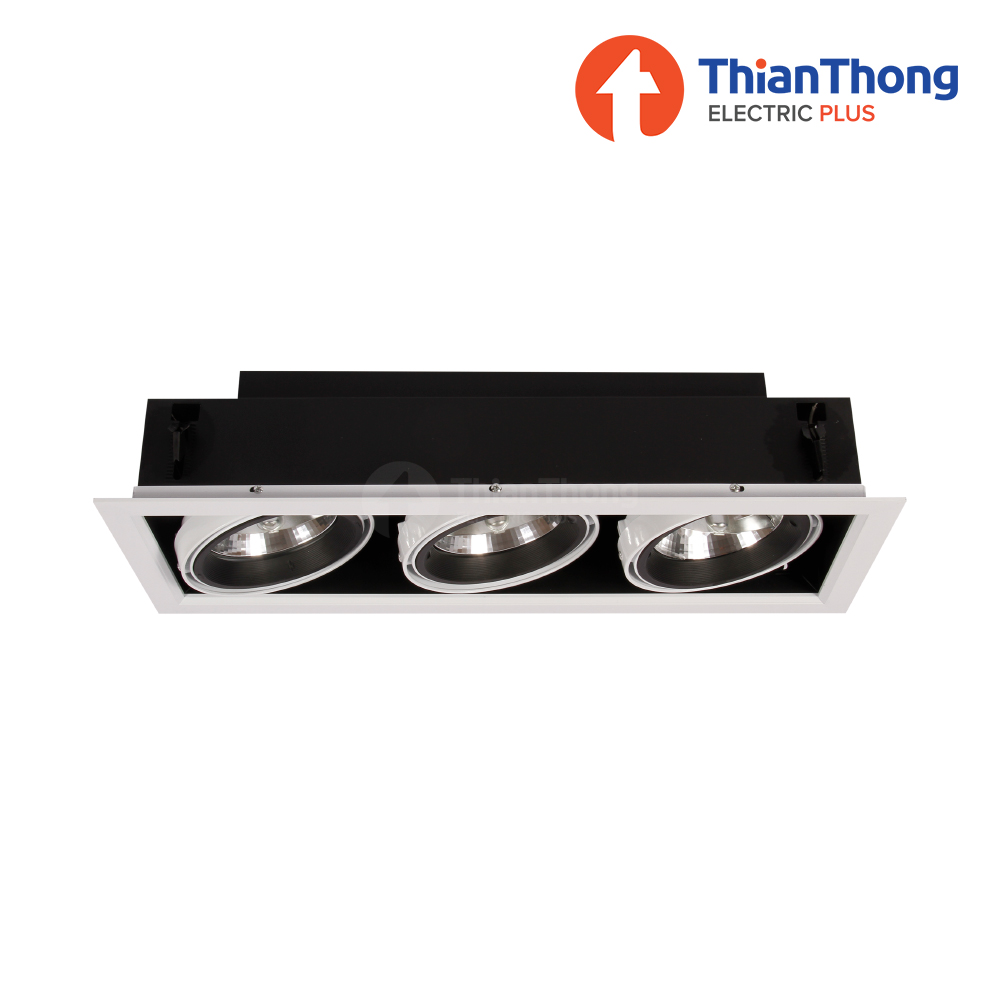 โคมไฟดาวน์ไลท์แบบฝังฝ้า AR111 ทรงเหลี่ยม สีขาว 3 ช่องโคม Recessed Downlight Square AR111 TSL-6-W-563 White