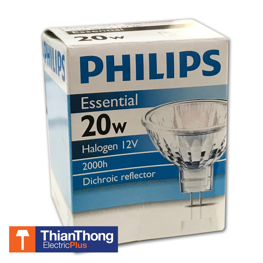 Philips Essential Halogen MR16 12V หลอดไฟฮาโลเจน ฟิลิปส์ MR16 GU5.3 closed รุ่นมีฝากระจกปิด