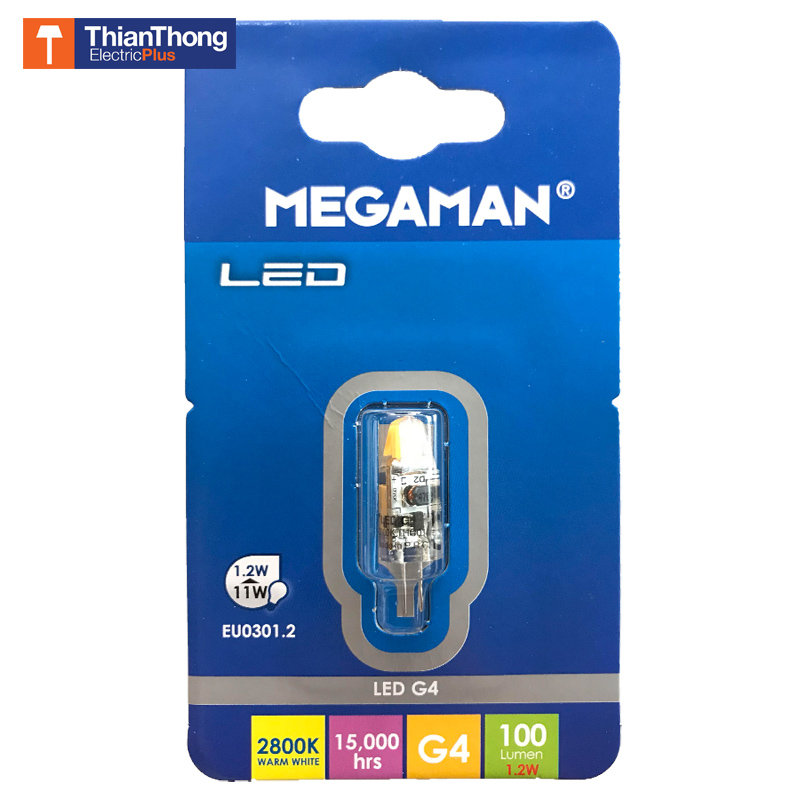 MEGAMAN หลอดไฟ LED G4 ขั้วเข็ม 1.2W เมก้าแมน Halogen G4 LED 12V Warmwhite