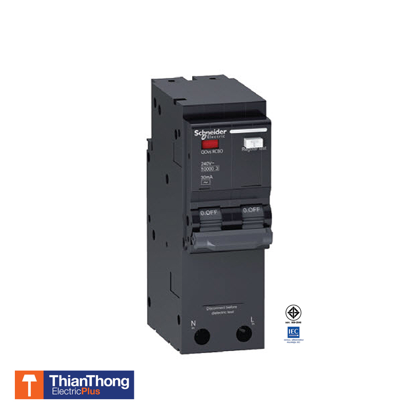 Schneider - Square D เมนเซอร์กิตเบรกเกอร์ ป้องกันไฟรั่ว กันไฟดูด ชไนเดอร์ QOvs RCBO 2Pole 10kA