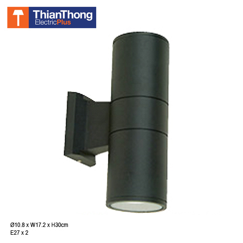 โคมไฟภายนอก ติดผนัง ทรงกระบอก กลม O-3010/2 สีดำ Black