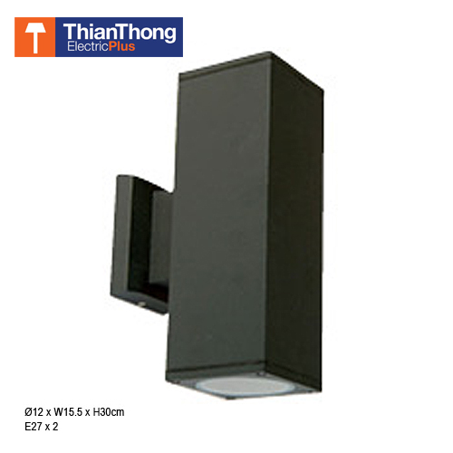 โคมไฟภายนอก ติดผนัง ทรงกระบอกเหลี่ยม O-3030/2 สีดำ Black