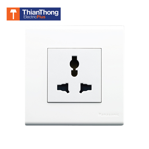 Panasonic เต้ารับนานาชาติ พร้อมฝา 3×3 พานาโซนิค Universal receptacle with cover WEBP1041W