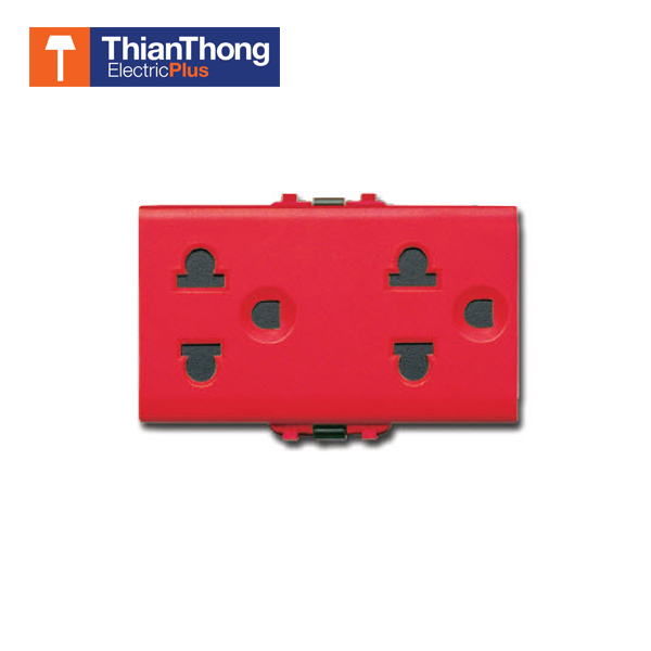 Schneider Socket เต้ารับคู่ 3 ขา พร้อมม่านนิรภัย ชไนเดอร์ 16A 250V ขนาด 3 ช่อง สีแดง 3426UEST2MP-RD Concept : Easy Clip