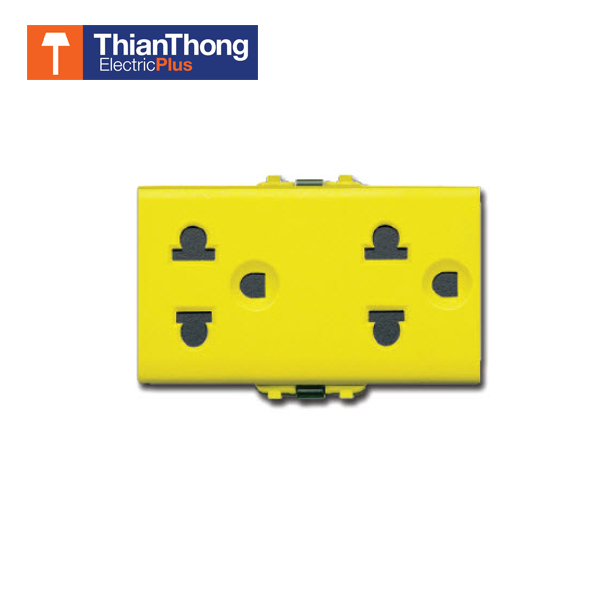 Schneider Socket เต้ารับคู่ 3 ขา พร้อมม่านนิรภัย ชไนเดอร์ 16A 250V ขนาด 3 ช่อง สีเหลือง Yellow 3426UEST2MP-YL Concept : Easy Clip 