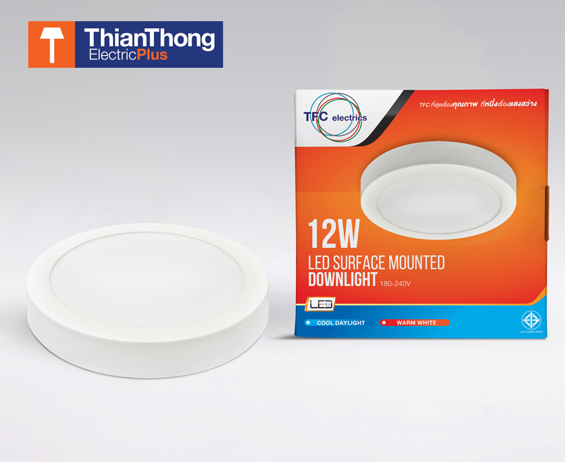 TFC LED Panel Surface Mounted Downlight ดาวน์ไลท์ ทีเอฟซี กลม ชนิดติดลอย 12W 