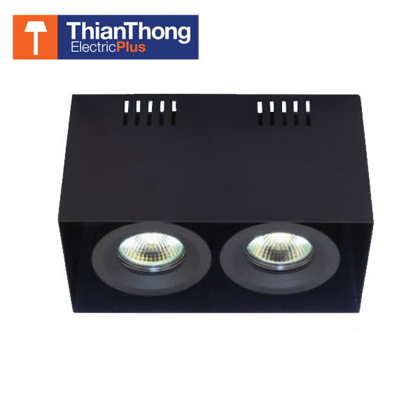 โคมไฟ Downlight ดาวน์ไลท์ฮาโลเจน MR16 เหลี่ยมหลอดคู่ ชนิดติดลอย สีดำ TSL-3-B-570-2