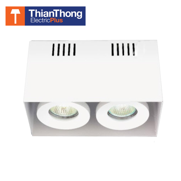 โคมไฟ Downlight ดาวน์ไลท์ฮาโลเจน MR16 เหลี่ยมหลอดคู่ ชนิดติดลอย สีขาว TSL-3-W-570-2