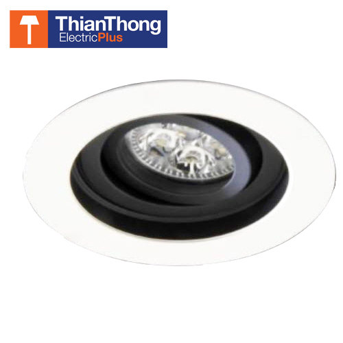 โคมไฟ Downlight ดาวน์ไลท์ฮาโลเจน MR16 หน้ากลม ดำขอบขาว ปรับมุม TSL-6-W-568