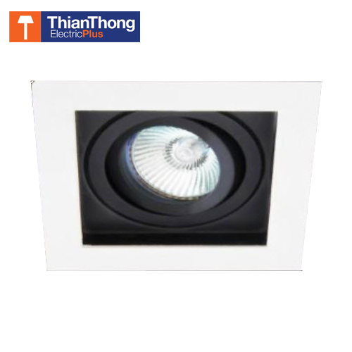 โคมไฟ Downlight ดาวน์ไลท์ฮาโลเจน MR16 หน้าเหลี่ยม ดำขอบขาว ปรับมุม TSL-6-W-569