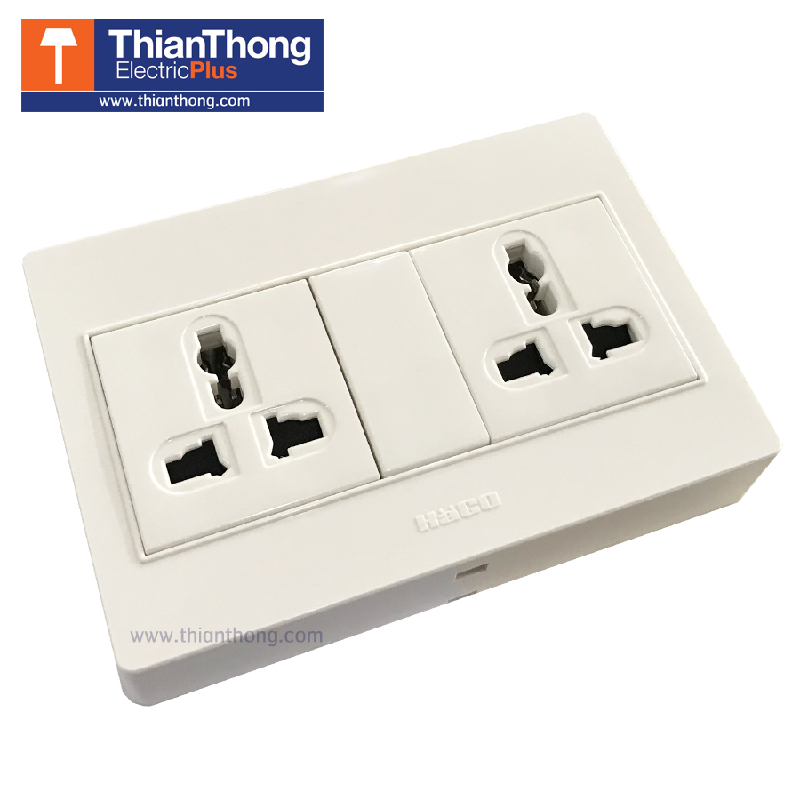 เต้ารับสากล 3 ขา 2 ช่อง HACO ฮาโก้ Master Series M4N-U20 ปลั๊ก ติดลอย