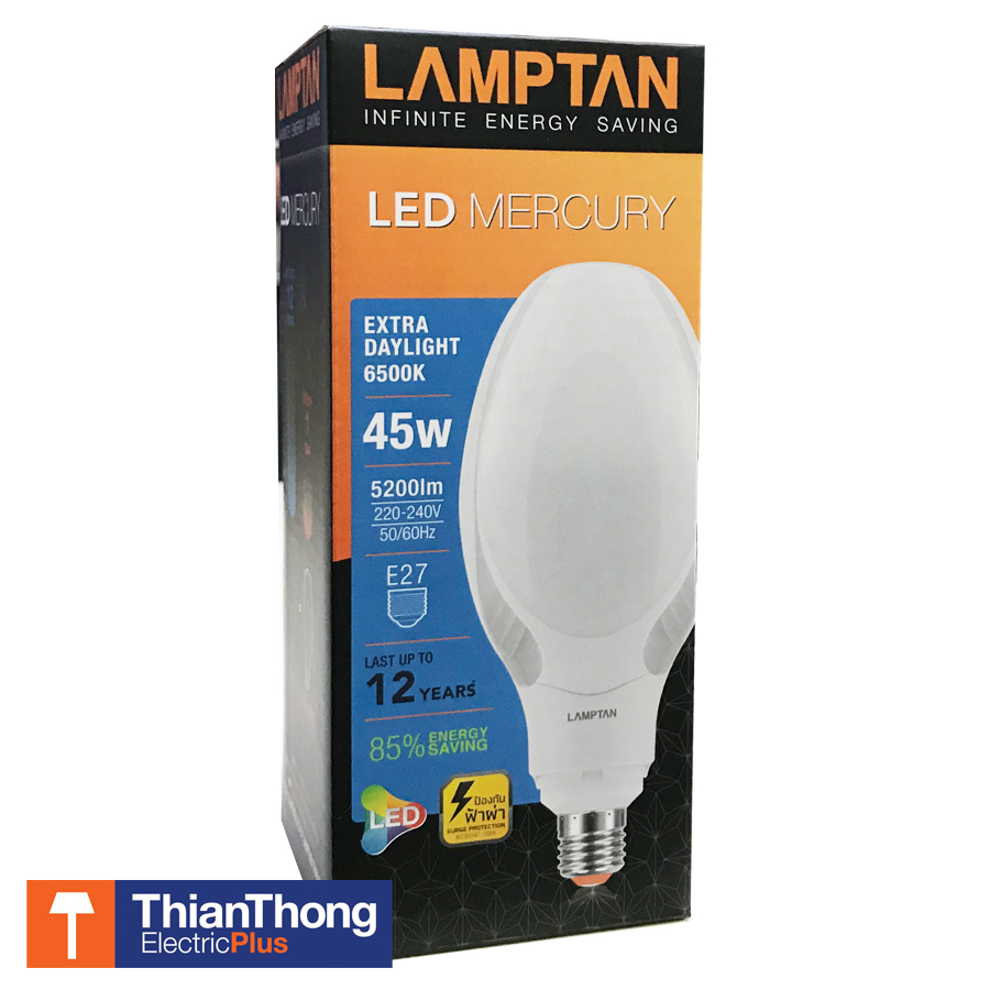 Lamptan หลอดแสงจันทร์ LED แลมป์ตัน LED MERCURY 45W ขัั้ว E27 Daylight 