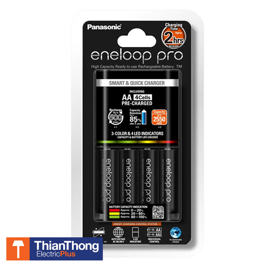 Panasonic Quick Charger เครื่องชาร์จเร็ว พานาโซนิค และ ถ่าน EneloopPro Panasonic Battery AAx4 K-KJ55HCC40T