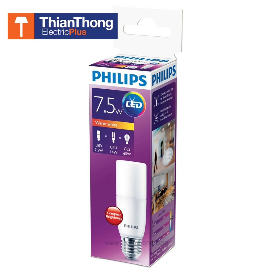 Philips หลอดไฟฟิลิปส์ LED Stick ทรงแท่ง E27 7.5W