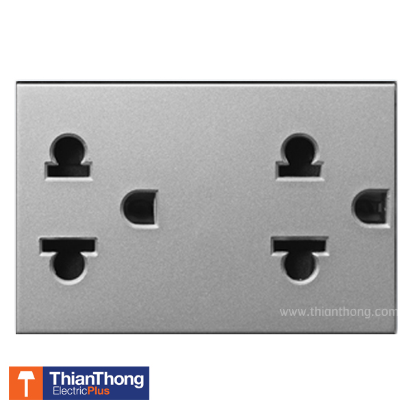 Siemens เต้ารับคู่ เสียบขากลมแบน มีกราวด์ ซีเมนส์ Grounding universal socket 3pin flat and round ,3 M 16A 220V-250V Delta Azio