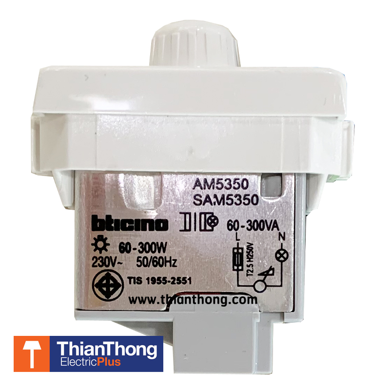 Bticino สวิทซ์หรี่ไฟแบบหมุน บิทิชิโน Dimmer Switch 300W - Matix AM5350