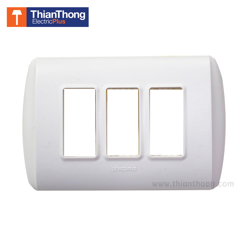 Bticino ฝา 3 ช่อง พลาสติก สีขาว บิทิชิโน White cover plate 3 modules with support - Modus Plus ES53W