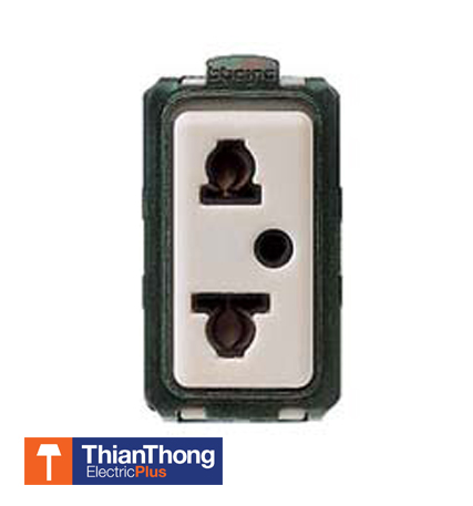 Bticino ปลั๊ก เต้ารับ บิทิชิโน 1โมดูล Socket 2P+T 10/15A - Euroamerican standard  Magic 5026