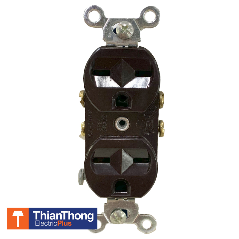 Eagle ปลั๊กตัวเมีย อีเกิ้ล Cooper Receptacle Brown Duplex Grounding Receptacle 15A 250V 826B-Box