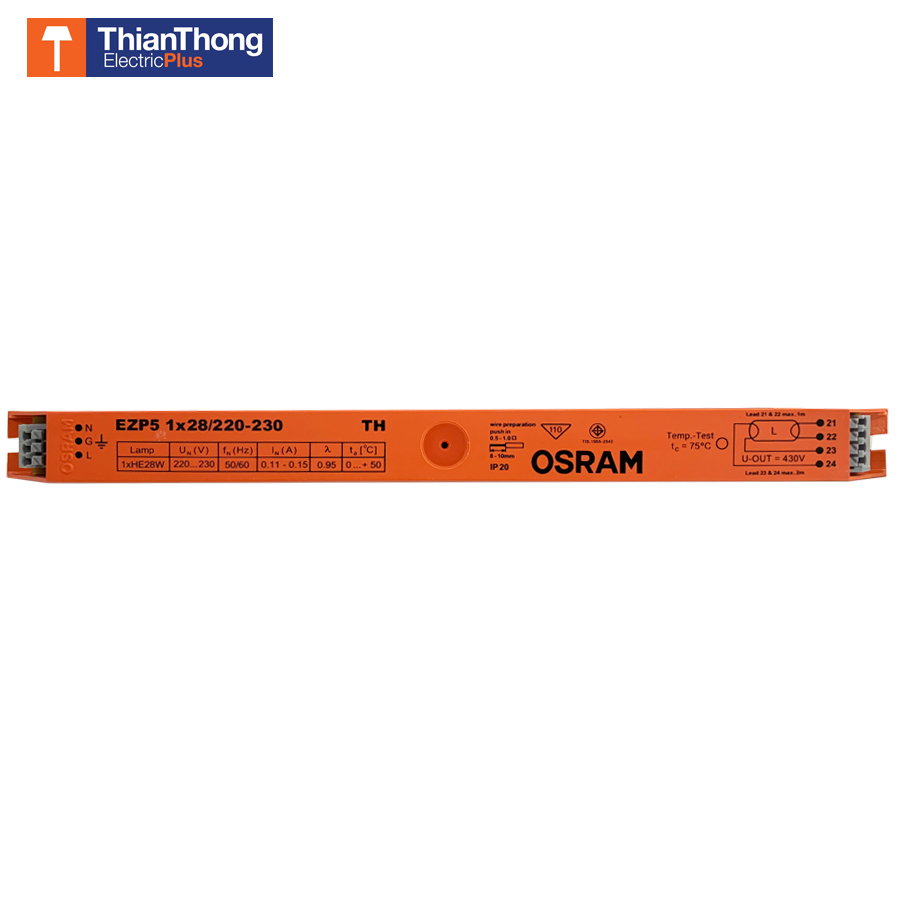 Osram บัลลาสต์ อิเล็คโทรนิค ออสแรม Electronic Ballast EZP5 1x28W