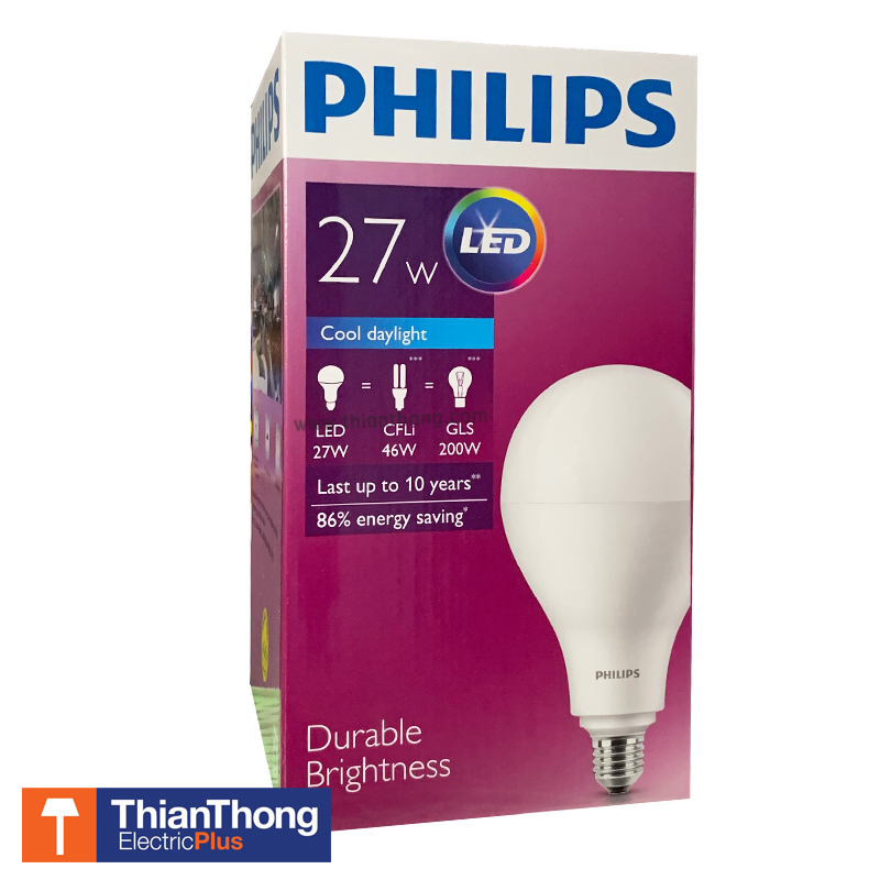 Philips หลอดไฟฟิลิปส์ LED 27W Durable Brightness Daylight E27