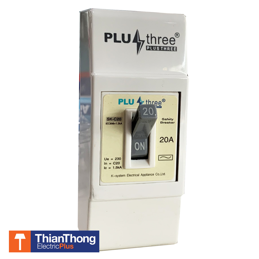 Plusthree Safety Breaker เซฟตี้เบรกเกอร์ พลัสทรี 2P+E พร้อมกล่องเบอร์เกอร์