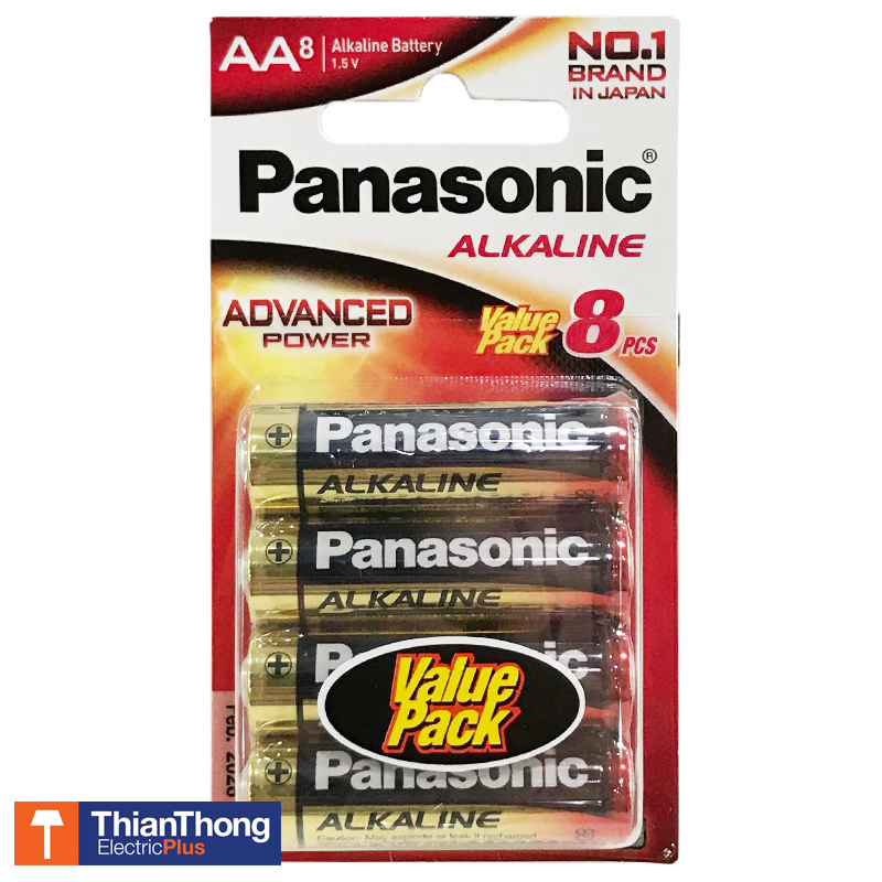 Panasonic ถ่านอัลคาไลน์ AA (แพ็ค 8 ก้อน) พานาโซนิค Alkaline Battery LR6T/8B